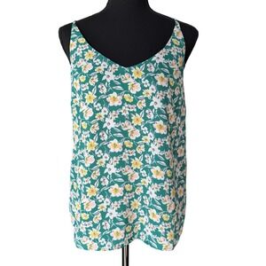 Banana Republic Floral Tank Top Blouse Small Green Spring Bloomcore Feminine